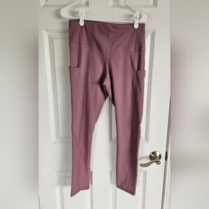 Mauve Purple High-Waisted Leggings with Pockets